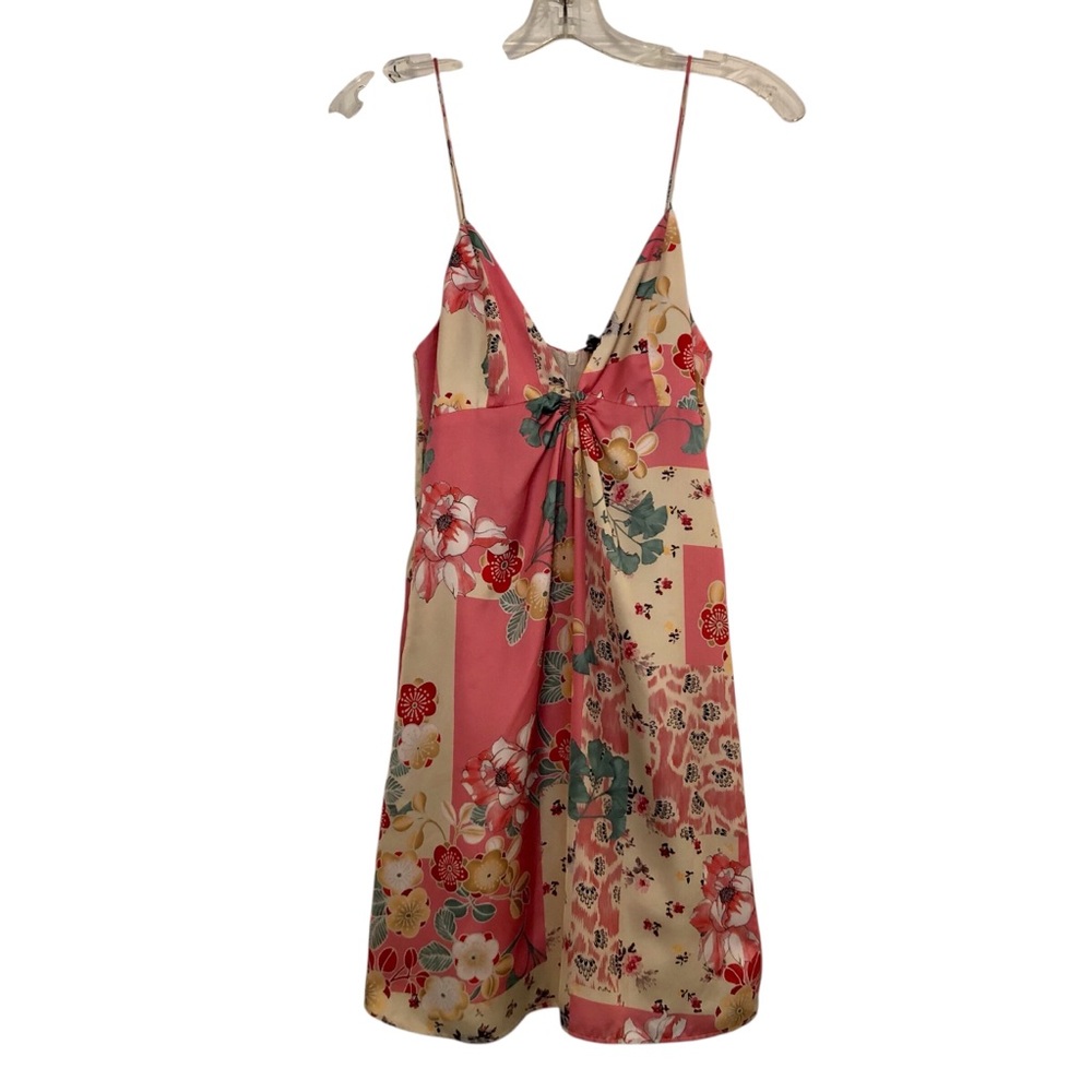 Cottagecore Zara multicolored floral mini dress keyhole top Size M Feminine